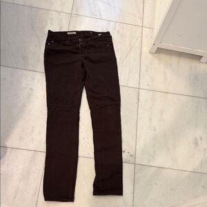 AG Mid Rise Cigarette Jeans Brown